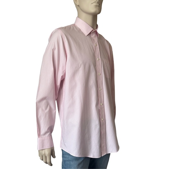 Brooks Brothers Dress Shirt Long Sleeve 100% Cotton Pale Pink White Stripe - Picture 3 of 16